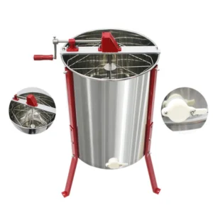 4 Frame Manual Honey Extractor with Stable Red Legs - 304 Stainless Steel Bee Spinner | Smooth Gear Drive | Factory Direct & Customizable